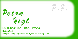 petra higl business card